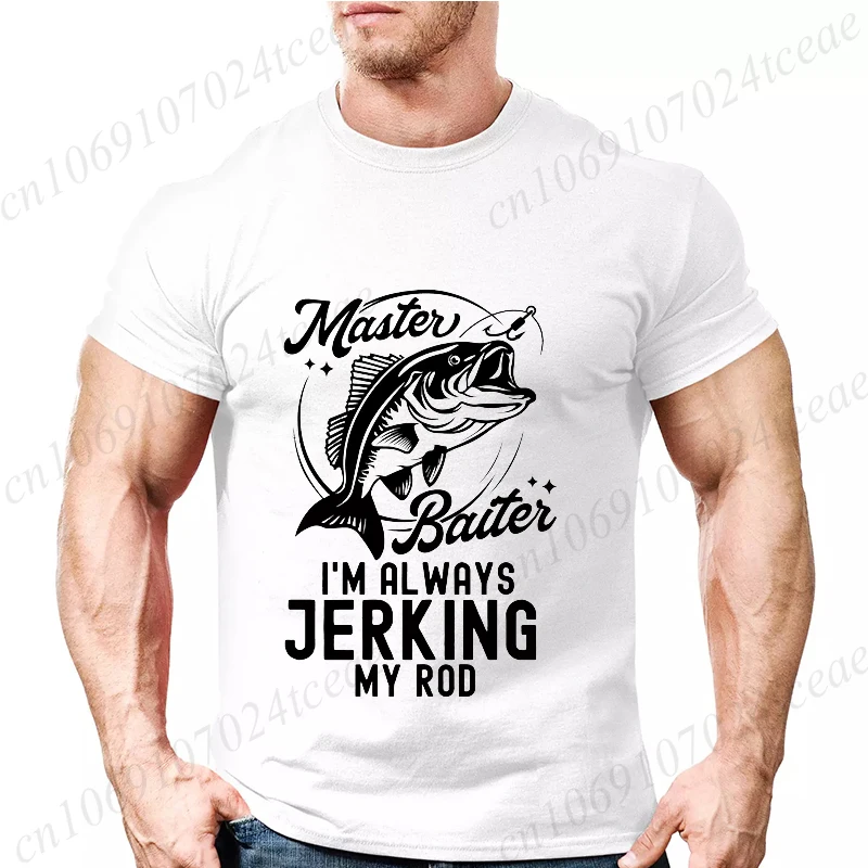 Master Baiter Fishing T-shirt for Men Funny Summer Graphic T Shirt Short-sleeve Round Neck Loose Tshirt Fashion Designer Clothes